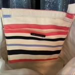 Kate Spade Fairmont Canvas Striped Bow Tote Cream Blue Coral Summer Bag Photo 5