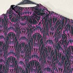 Nenette Milano Black Purple Geometric Metallic Mock Neck Sweater Dress Size M Size M Photo 3
