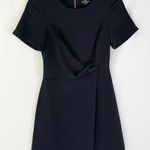 Topshop Drape Front Wrap Skirt Short Sleeve Dress Navy Blue Petite Size 0 Photo 6