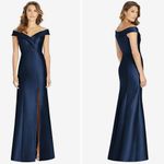 Alfred Sung  Off-The-Shoulder‎ Cuff Trumpet Gown With Front Slit Size 0 Photo 1
