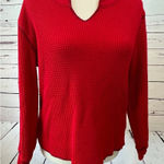 Madewell  long sleeve‎ thermal shirt Red waffle knit Vneck Christmas Small Blouse Photo 0