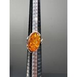 Vintage 925 Sterling Silver‎ & Baltic Amber Ring Sz 8 ADJUSTABLE Silver Photo 3