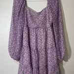 Lucy Paris  Womens M/40 Bishop Sleeve Flowy Babydoll Dress‎ Purple Micro Floral Photo 0