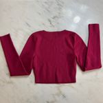 About Us  Women's Long Sleeve Crop Top Ribbed Knit‎ Raspberry Size XS Photo 6