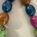 Multicolor Chunky Oval Bead Necklace Extender Chain Lobster Clasp Choker Adjusts Green Photo 7
