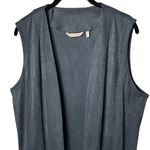 Soft Surroundings Soft Surroundiings Slate Blue Maxi Vest Cardigan Faux Suede Holiday Winter L Photo 2