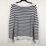 Talbots  Women's Medium Navy White Striped Boat Neck Pullover Knit Sweater Photo 3