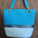 Paper straw hand bag Blue Photo 0