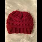 C.C. Cozy Red Knitted Beanie - Stylish Warm Winter Hat Photo 1