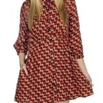 Forever 21 70s Vibe Geometric Babydoll Mini Shirt Dress Small Photo 0