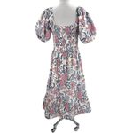 Anna Kate smocked puff sleeve floral print midi dress Size M Photo 1