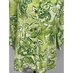 Chico's Green Tropical 100% Linen Jacket Top Wooden Buttons Size 1 14/16 Photo 6