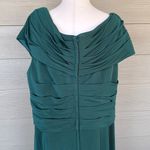 La Femme  Off Shoulder V Neck Long Sheath Jersey Gown Photo 7