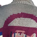 Vintage 80s Berek Hand Knit Pima Cotton Airplane Cardigan Oversized Military Green Size L Photo 5