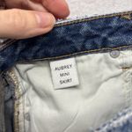 Tularosa AUBREY Women Sz 26 (actual 28) Blue Denim 14" Fringe Mini Skirt Revolve Photo 2