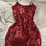 Lucy in the Sky Red Sequin Party Dress Photo 0