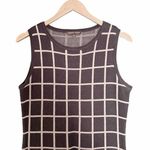Adrienne Vittadini Sweater Knit Dress Gray Cream Windowpane Plaid Size Medium Photo 3