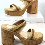 Dolce Vita 10 Platform Chunky Heeled Cork Rope Tan and Cream Summer Sandals Photo 0