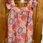 Tuckernuck  Floral Linen Blend Mini Dress Puff Sleeve Square Neck Size S Photo 0