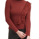 DKNY Burgundy Cowl Neck Fringe Sweater Photo 0