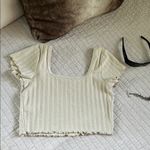 Aerie offline og original beige square neck cropped cotton ribbed baby tee M​ Photo 7