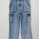 Sanctuary [Sanctuay] Light Wash Acid Denim High Rise Wide Leg Cargo Jeans Stretch Size 32 Photo 0