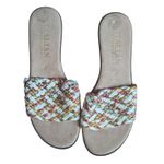 Italian Shoemakers Woven Wedge Sandals 8.5 Multi-Color Raffia Espadrille Slides Photo 0