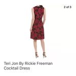 Teri Jon by Rickie Freeman Cocktail Sheath Dress Size 12 Floral Beaded Midi Black Photo 6