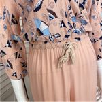 Anthropologie Jaase Floral Dandelion Wide‎ Leg Jumpsuit Peach Blue Small Photo 8