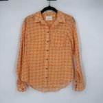 Anthropologie  Maeve Petrin Button Down‎ Shirt Geometric Floral Orange Size 0 Photo 2