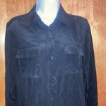 DKNY Black Donna Karan New York Silk Button Down Shirt - Size SP Photo 1