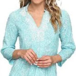 Lilly Pulitzer Sarasota Beaded Tunic Shorely Blue Ice Cake Pattern Coverup Top Photo 0