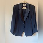 Vintage 90s Sioni Blazer Women’s Size 14 Navy Satin Lapel One Button Blue Photo 8