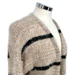 HYFVE Striped Long Textured Cardigan Sweater Beige Black Size Medium Photo 3