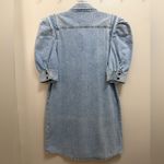 frame denim FRAME Rosette Denim Shirt Dress Puff Sleeve in Cresthaven Light Wash Size S Photo 4