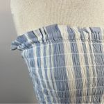 American Eagle Blue Stripe Smocked Ruffle Sleeveless Tube Top shirt womens M new Photo 3