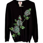 Quacker Factory Vintage  Sequin‎ Floral Butterfly Zip Cardigan Sweater S Photo 0