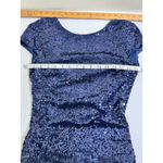 Badgley Mischka Collection Gown Navy Blue Sequin Draped Back Formal Evening 2 Photo 8