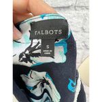 Talbots  Womens Tunic Dress Navy Blue Linen Hibiscus Floral Size S Beaded 3/4 Photo 5