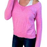 American Eagle Mixed Stitch Pink Off Shoulder Scoop Neck Sweater Medium Photo 0