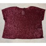 NWT Mat Fashion Red Plum Sequin Short Sleeve Top Size M (16 Photo 3