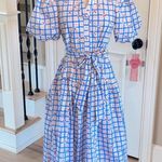 Avara Pinch Sommer Dress Midi Cherry Print Puff Sleeve Cotton New Blue Size XS Photo 0