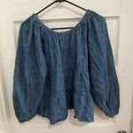 Old Navy  blue peasant crop top size M Photo 1