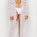 Sheer Ruffle Duster in Ivory White Size S New w/Tag Photo 0