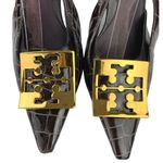 Tory Burch  Black Pointed Toe Patent Crocs Sling Back High Heels Pumps Shoes 7M Photo 3