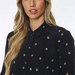 Rails Kate Silk Animal Stars Print Shirt (Sz Small) Black & Gold 100% Silk Photo 2