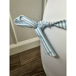 Womens One Shoulder Bikini Swimsuit Turquoise White Stripe Tie Size Large Preppy Photo 1