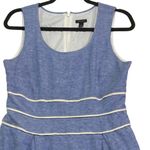Ann Taylor Womens Dress Size 10 Blue Sleeveless Linen Blend Striped Casual Photo 0