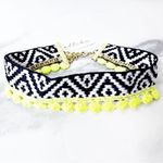 Ettika  Life of the Party Choker Necklace Black and White, Yellow Pom Poms Photo 4