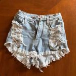 Vibrant Miu Light Wash Denim Shorts Photo 0